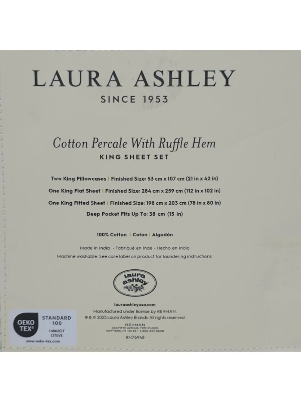 Laura Ashley Cotton Percale King Sheet Set With Ruffle Hem Leona Flower Pink